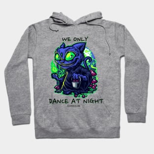 Techno cat - We only dance at night - Catsondrugs.com - rave, edm, festival, techno, trippy, music, 90s rave, psychedelic, party, trance, rave music, rave krispies, Hoodie